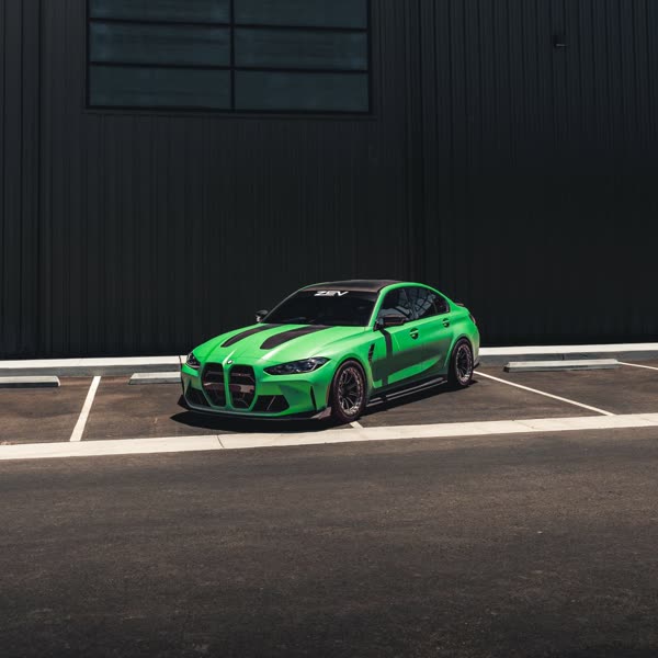 BMW M3 CS in Signal Green with full matte PPF